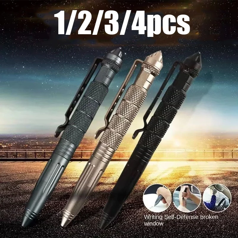 

1/2/3/4pcs Multi Functional Tactical Pen High Quality Aluminum Anti Skid Portable Self Pen Steel Glass Breaker Survival Tool