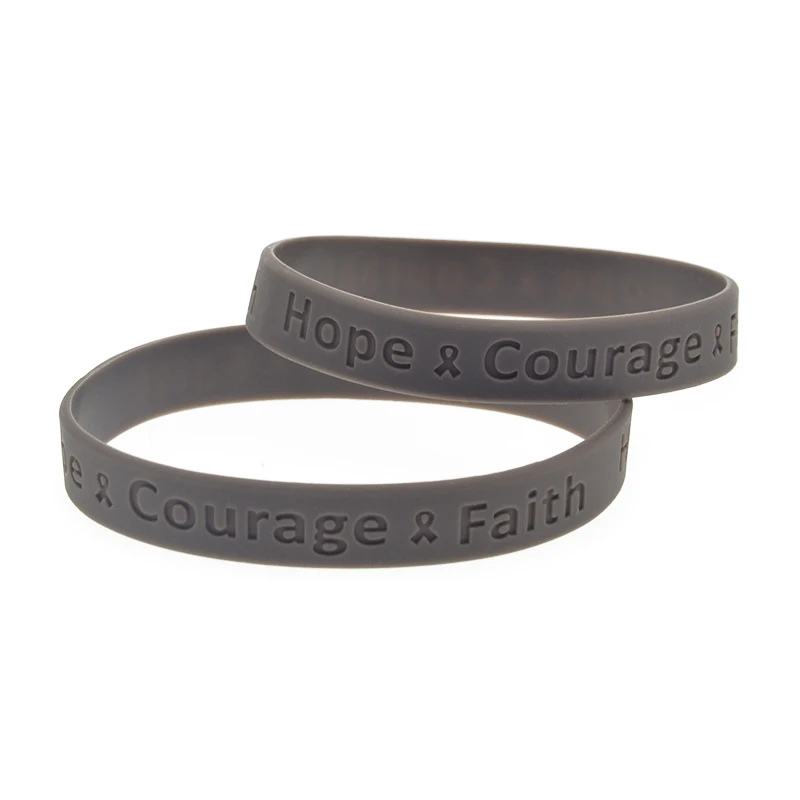 1 Stück/5 Stück Silikon-Armband mit geprägtem Logo „Hoffnung, Mut und Glaube“ zur Krebsaufklärung, inspirierendes Armband – Detail 8