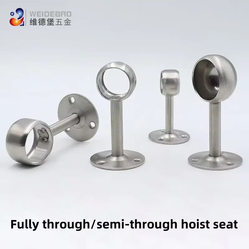2pcs Stainless Steel Hanger Guide Rail Bracket Closet Pole Flange Bracket Curtain Pole End Bracket with Screws for Home Organiza