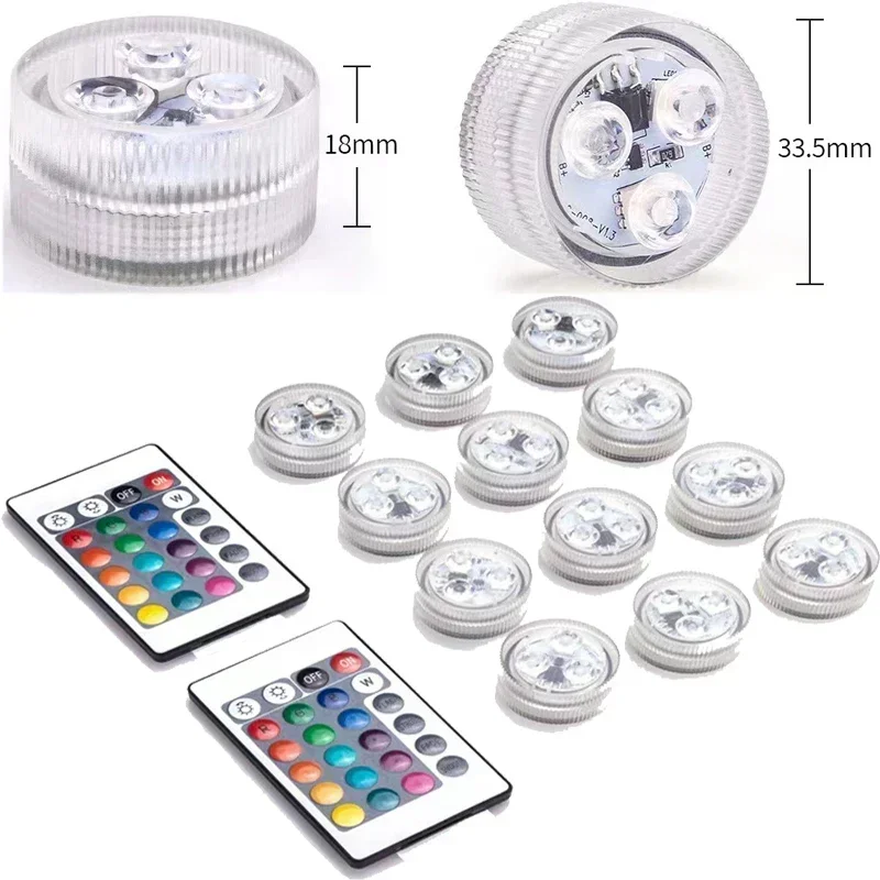 مصابيح LED غاطسة، 8 عبوات من البرك المطورة تحت الماء 16 درجة ألوان RGB، ديكور حوض استحمام ساخن، مقاوم للماء IP68