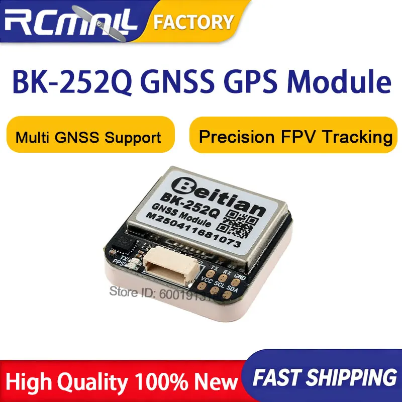 BK-880Q GNSS GPS Module M9140 Chip 92 Channels QMC5883 Compass 28x28x8.5mm 1.25mm 6Pin Header for RC Drone FPV Flight Controller