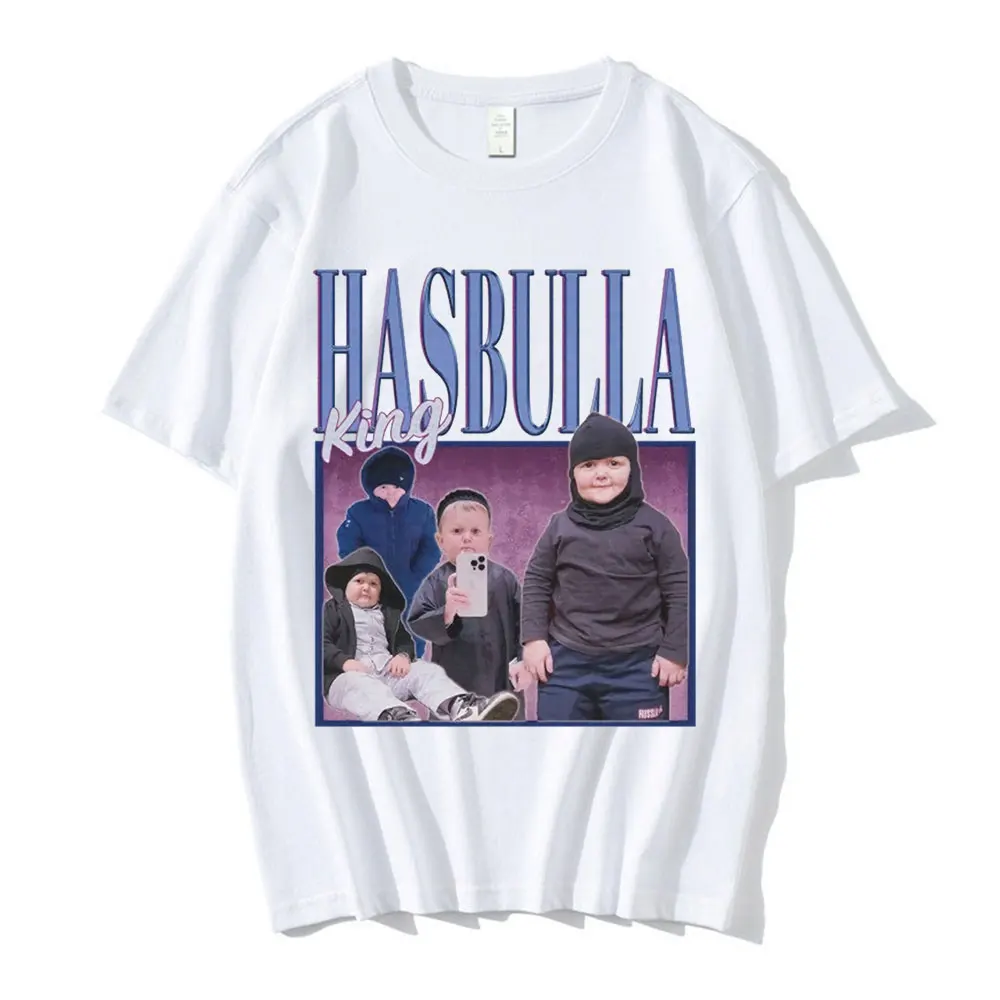 Hasbulla Magomedov rosja blogerka walcząca z memem Retro prosta koszulka letnia bawełniana z krótkim rękawem T-shirt Unisex koszulki damskie