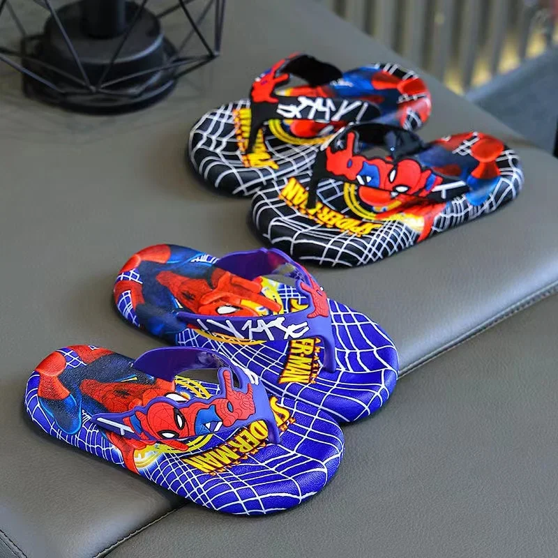 Summer Children Slippers Baby Boys Shoes Cartoon Spiderman Print Fashion Beach Flip Flops Girl Flat Sandals Indoor Shower Slides