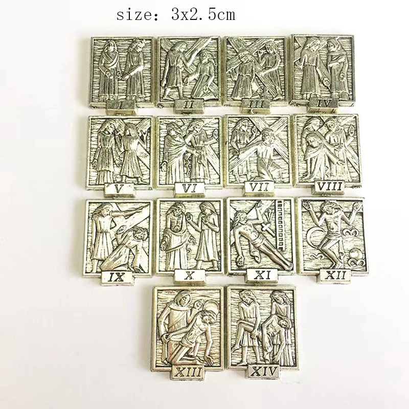 تماثيل Juesus الكاثوليكية التي يمكنك صنعها بنفسك، كروز ماديرا 14 طريقًا حزينًا، حالة المسيح، إكسسوارات سبائك الزنك، ديكور منزلي للصلاة #3