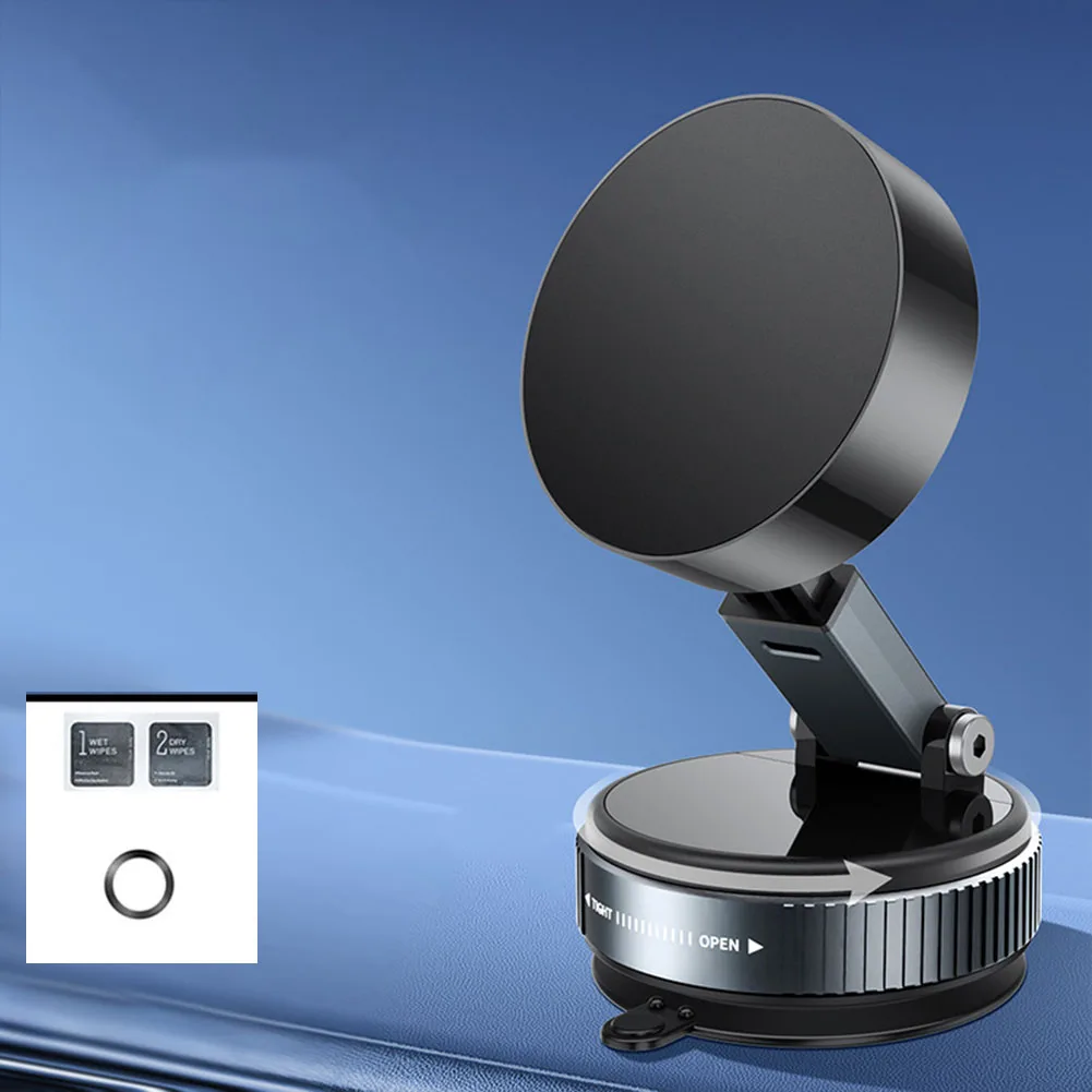 

Black Vacuum Bracket Automatically Aligning Phone Stand Wireless Mount Suction Cup Holder One-Handed Operation