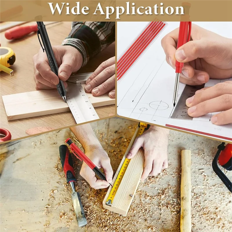 مجموعة أقلام الرصاص الميكانيكية للبناء: 2 قلم رصاص، 24 قطعة عبوات 2.8 مم، مبراة مدمجة - لوضع علامات دقيقة #4
