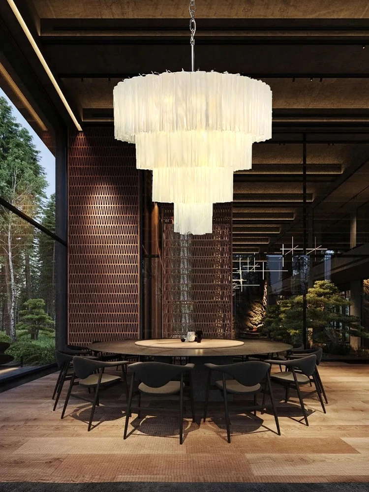 White Frosted Texture Glass LED Hanging Chandelier European Style Lighting For Living Room Dining Room And Restaurant Ceiling