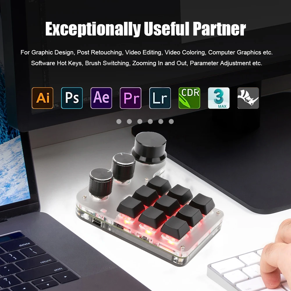 Tastiera Macro RGB Bluetooth USB manopola della tastiera personalizzata Mini tastiera meccanica programmazione Macro Gaming tastiera di Photoshop