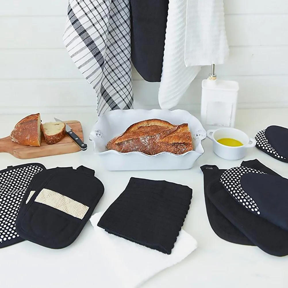 

1 Pair Anti-Scald Mitts Heat Resistant Baking Gloves Insulated Cotton Oven Microwave Mitts For Cooking Baking Kitchen Use