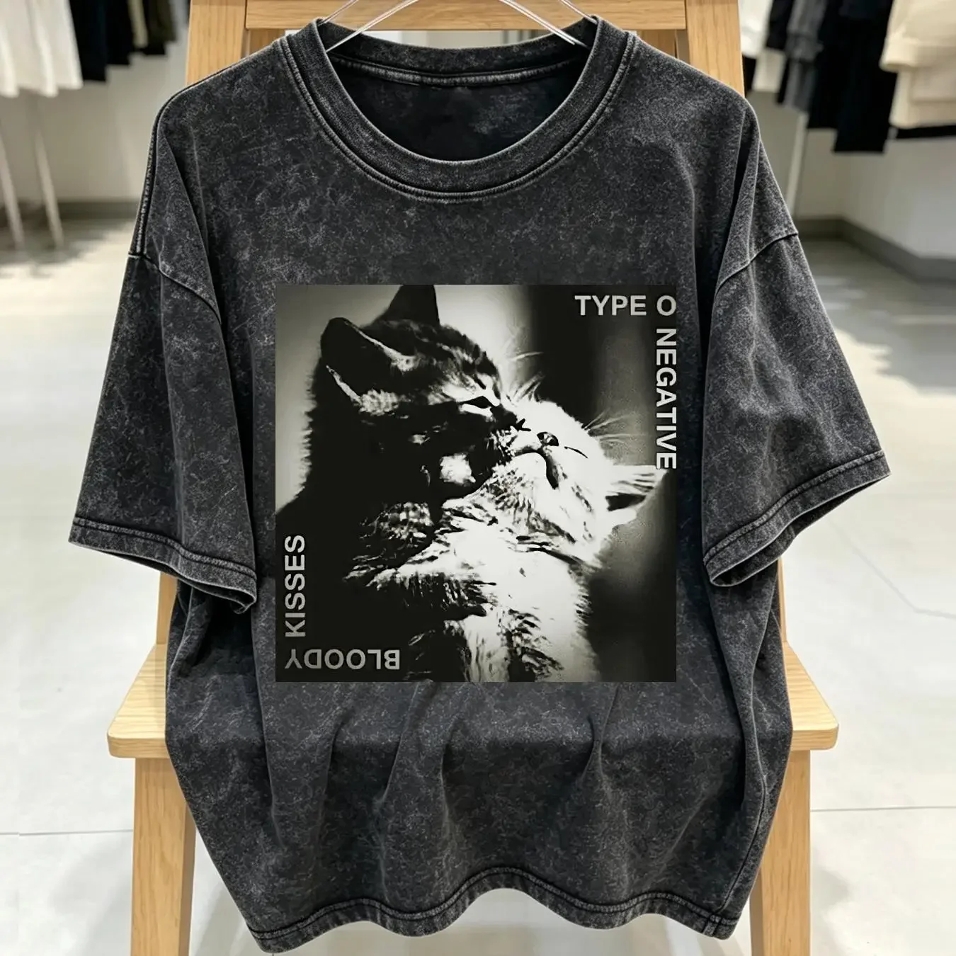 washed T Shirt Rare Type O Negative Bloody Kisses Black S to 2345XL Fans JA8474 vintage Washed Slightly homme Comfortable