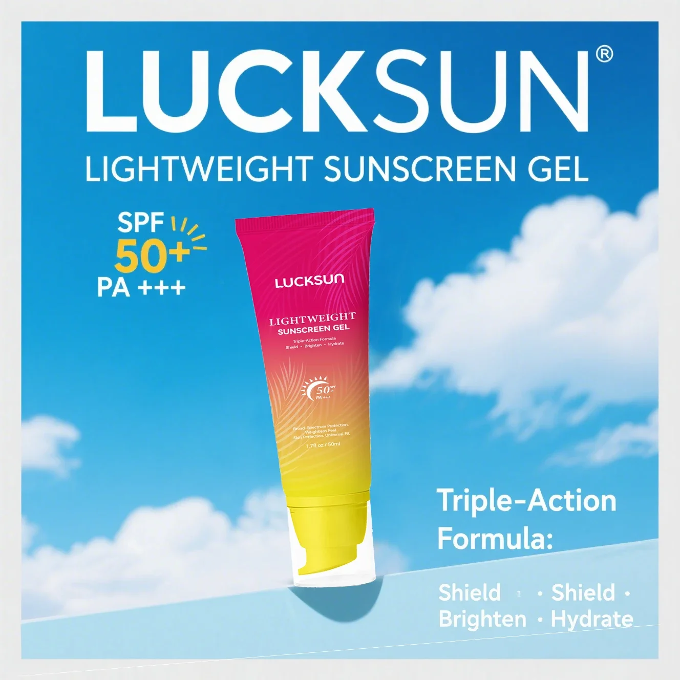

Увлажняющий гель-защита от УФ-излучения SPF50+ PA+++ 50 мл - Осветляющая формула с жемчужным ниацинамидом, нежирная защита для лица и тела.