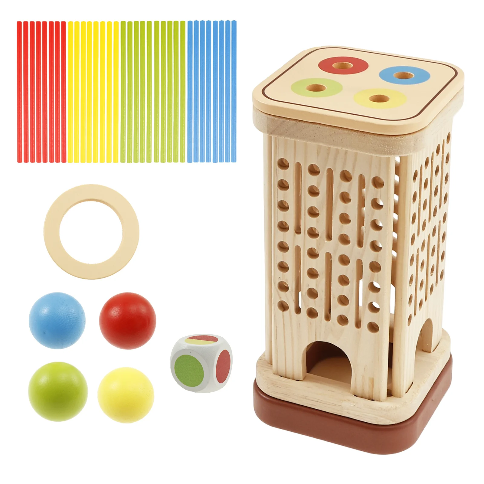 

3in1 Interactive Montessori Board Game Colorful Wood Stick Dice Game Educational Fine Motor Skill Toy for Children Boy and Girls