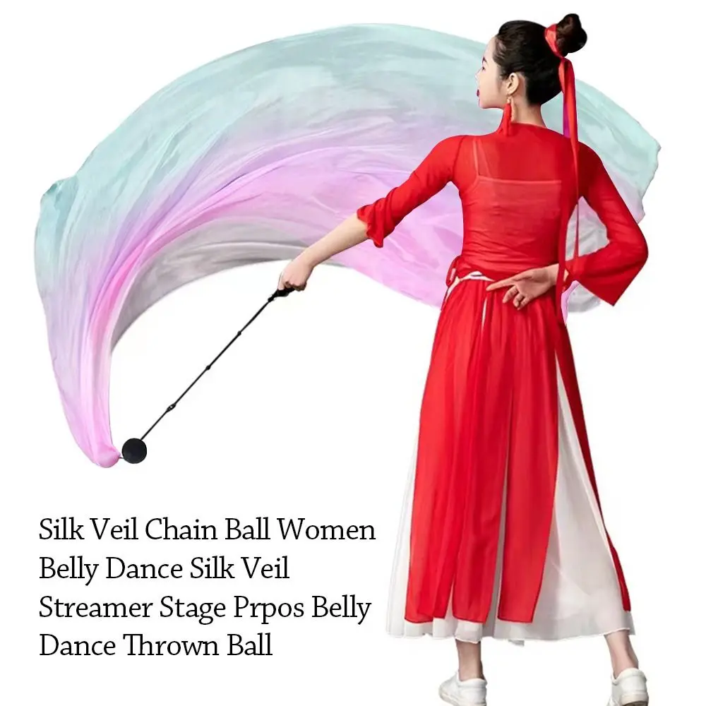 Adjustable Belly Dance Thrown Balls Rainbow Imitation Silk Stage Performance Props For Thailand/India/Arab Silk Veil Chain Balls
