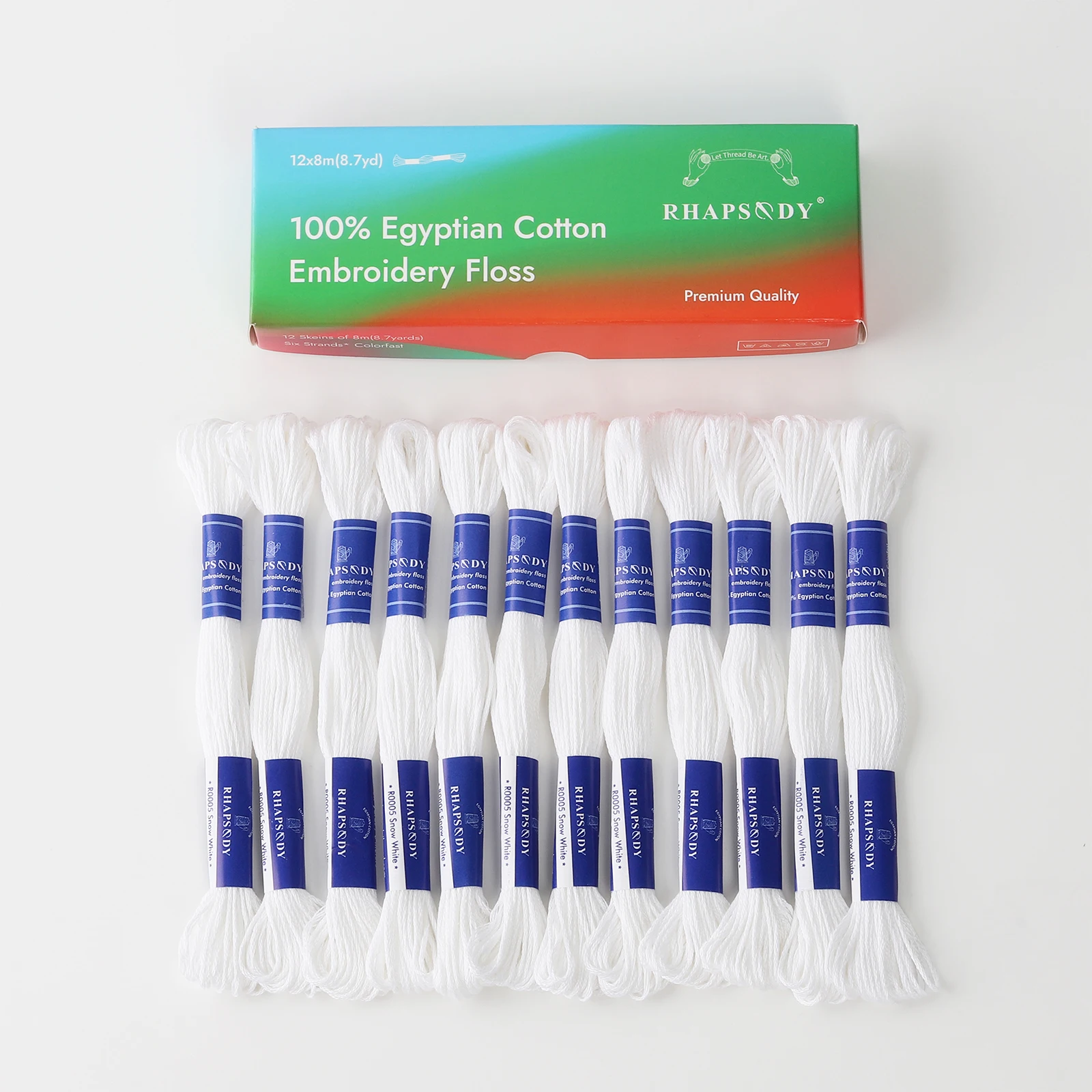 Rhapsody Egyptian Cotton Embroidery Floss DMC Quality 12 Colors Box Double Mercerized Cross Stitch Thread 8 Meter Long Skein