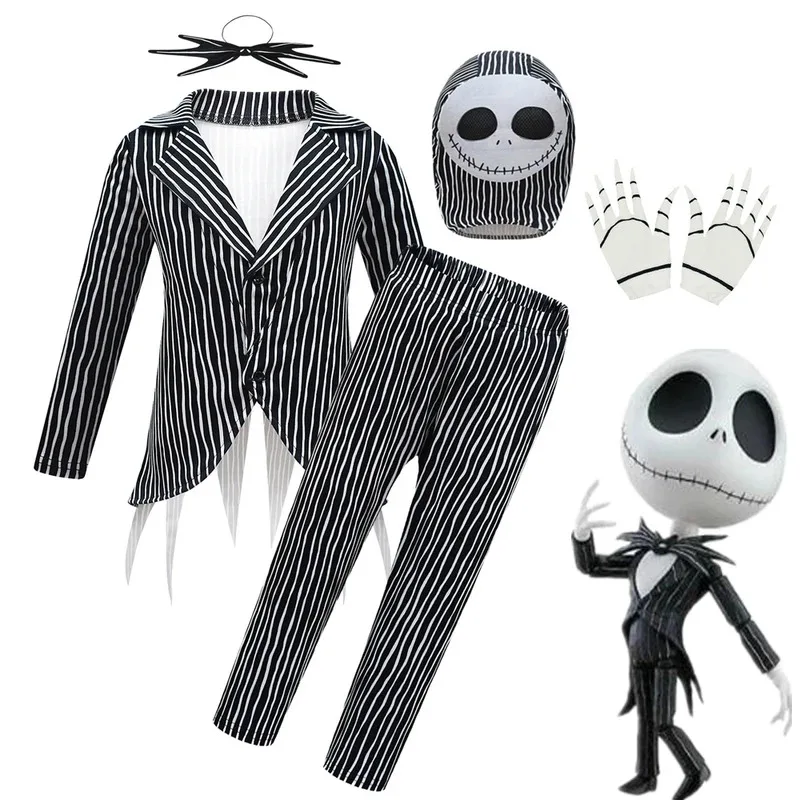 

Halloween Skeleton Cosplay J-jackING Costume for Kids Boys Girls Funny Horror Scary Birthday Party Christmas Costume headgear