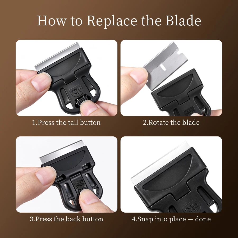 `Nail Art Stamping Scraper Replaceable Blade Press-to-Open Nail Stamp Template Scraper Manicure Gel Polish Clean Removal Tool` - view 5