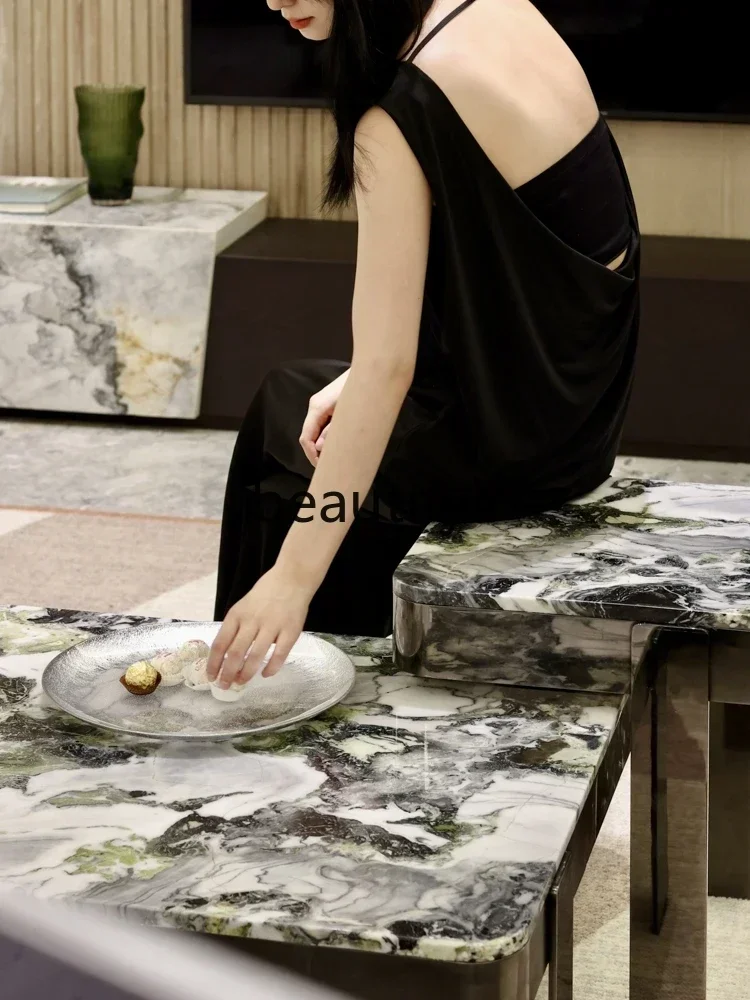 2003 Natural cold jadeite marble luxury stone combination module coffee table side table