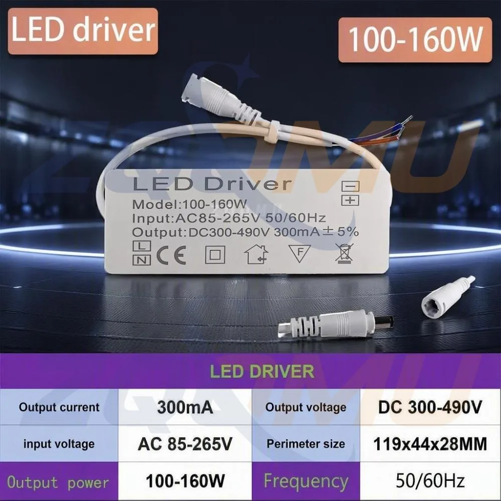 AC 85-265V LED Driver 40-60W 60-80W 80-100W 100-160W 300mA LED Power Supply Constant Current Transformer for Panel Light Ceiling