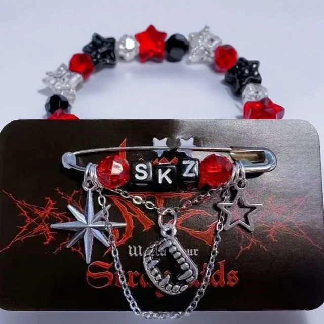 

K-pop skz inspired safety pin star pendant handmade Y2K idol accessories