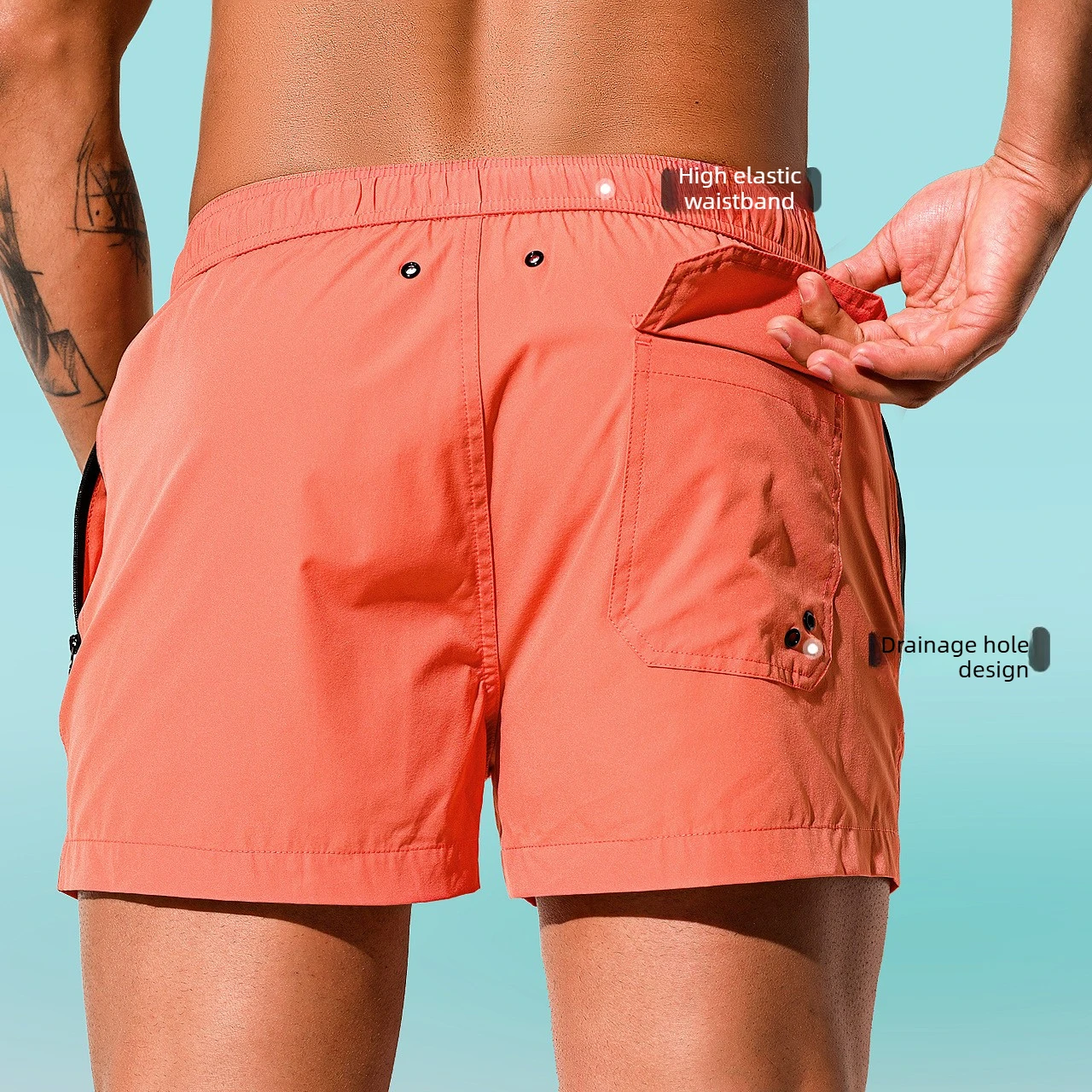 Desmiit Boardshorts Zipper Pocket Mens Beach Board Short Shorts Men Swimwear Swim Trunks Surfing Sea Sport Shorts Mesh Lined
