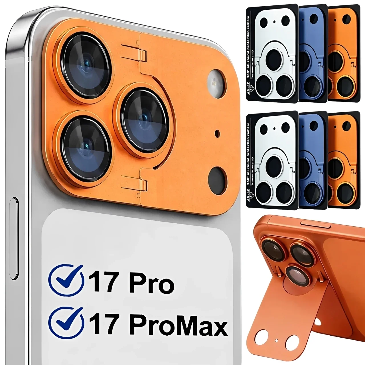 Metal HD Glass Lens Film Protector For IPhone 18ProMax 17 Pro Max Invisible Kickstand Folds Stable Support Camera Guard Bracket