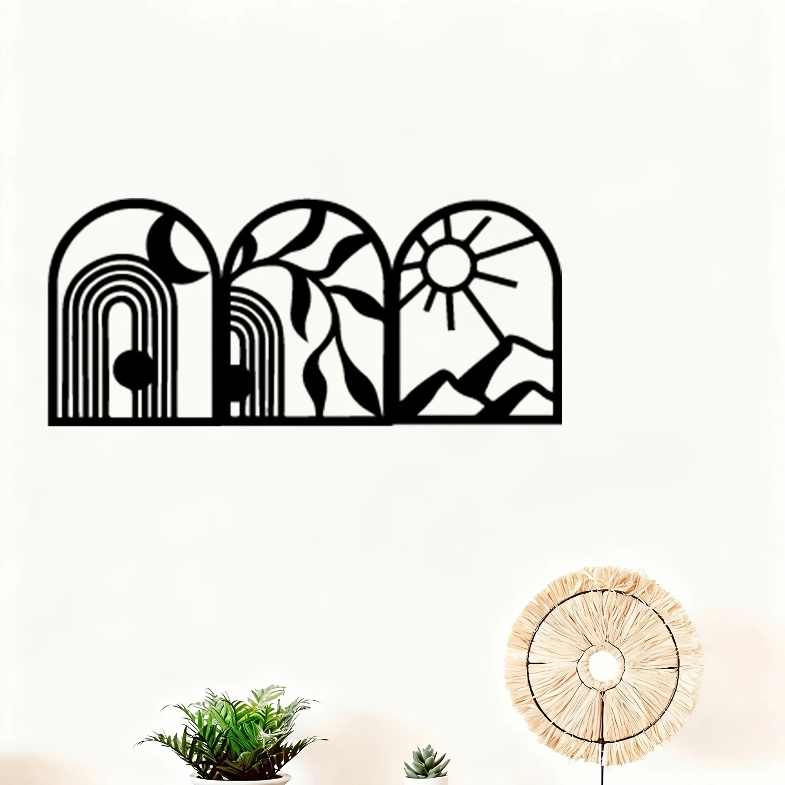 Elegant Sun Moon Aluminum Wall Art 12x16 Inch Waterproof Rustproof Mural for Living Room Bedroom Garden Decor