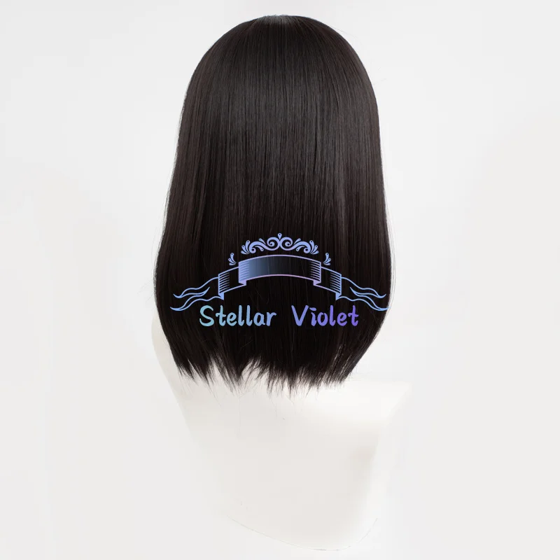 أنيمي هجوم على تيتان ميكاسا أكرمان شعر مستعار تأثيري أسود 40 سنتيمتر الشعر القصير مقاومة للحرارة الاصطناعية الشعر أنيمي شعر مستعار للحفلات + غطاء شعر مستعار #3