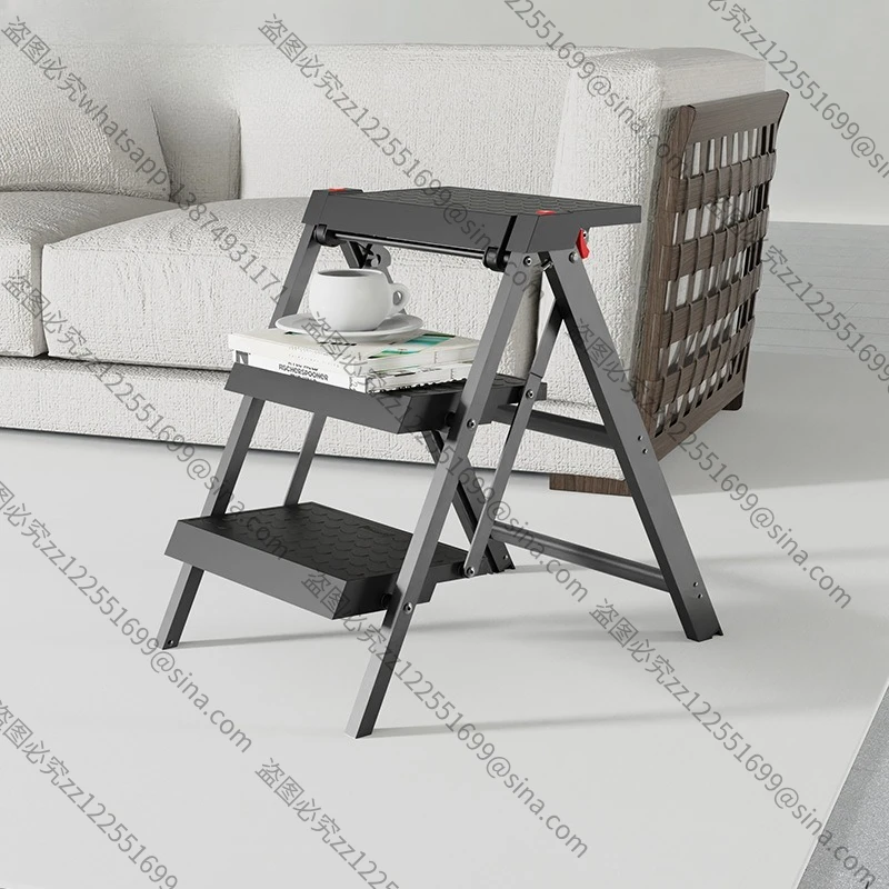 Suitable for Multi-functional Folding Ladders,Small Portable Three-stepLadders,Thickened Aluminum Alloy Indoor Black Telescopic