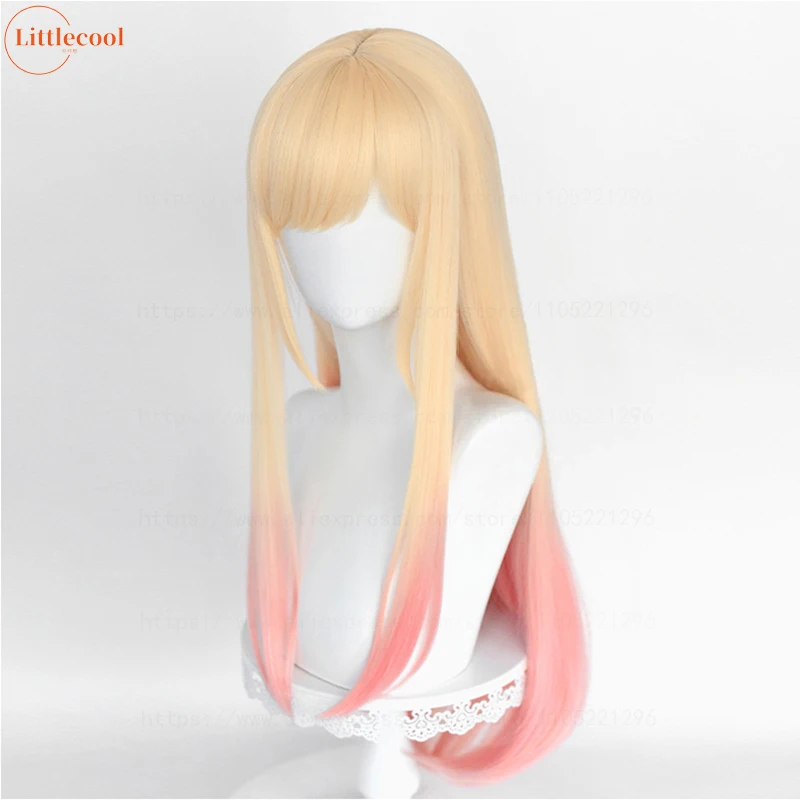 High Quality Anime Marin Kitagawa Cosplay Wig 80cm Long Straight Pink Dyeing Ombre Heat Resistant Synthetic Hair Wigs + Wig Cap image 4