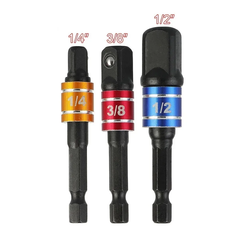 Impact Driver Socket Extension Adapter Extended Converter Power Drill Hex To High Speed Nut Male Square Wrench 1/4 3/8 1/2