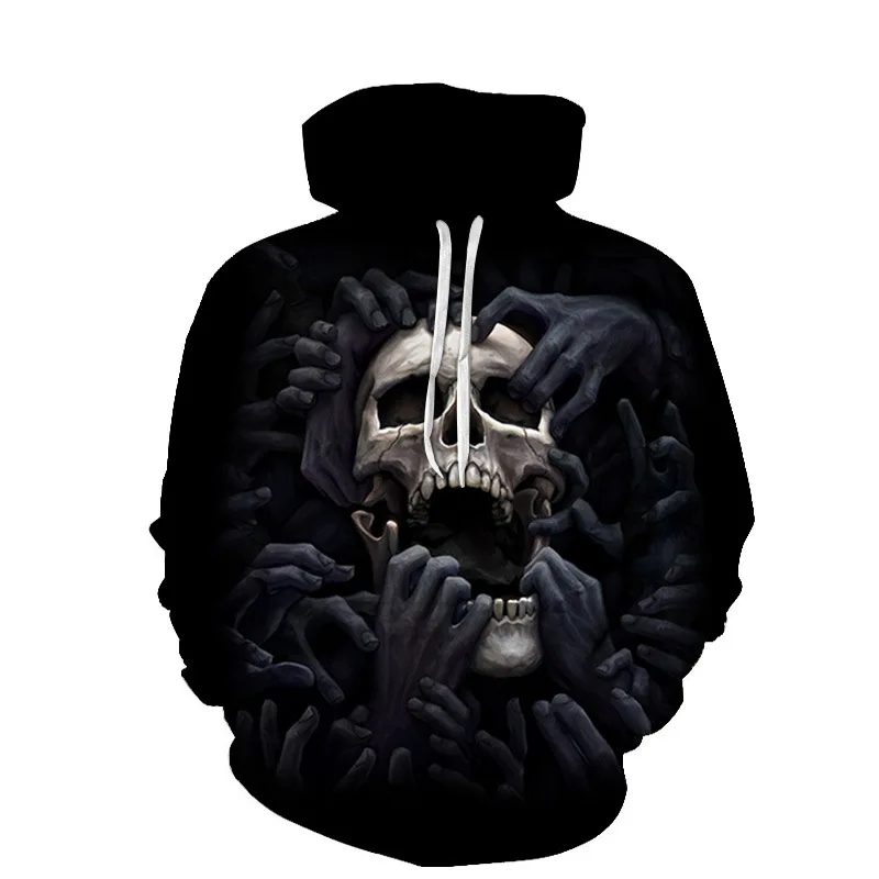 

3D Funny Creativity Skull Graphic Hoodies Fashion Men Hooded Sweatshirts 2023 New Spring Autumn Long Sleeve Commute Tops Coat