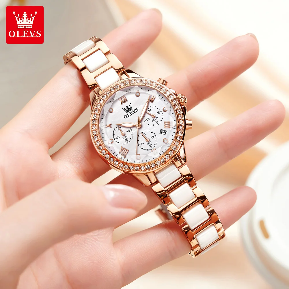 OLEVS 9999 Fashion Waterproof Watch For Women Original Quartz Wristwatch Fashion Stainless Steel Luminous Luxury Women Gift