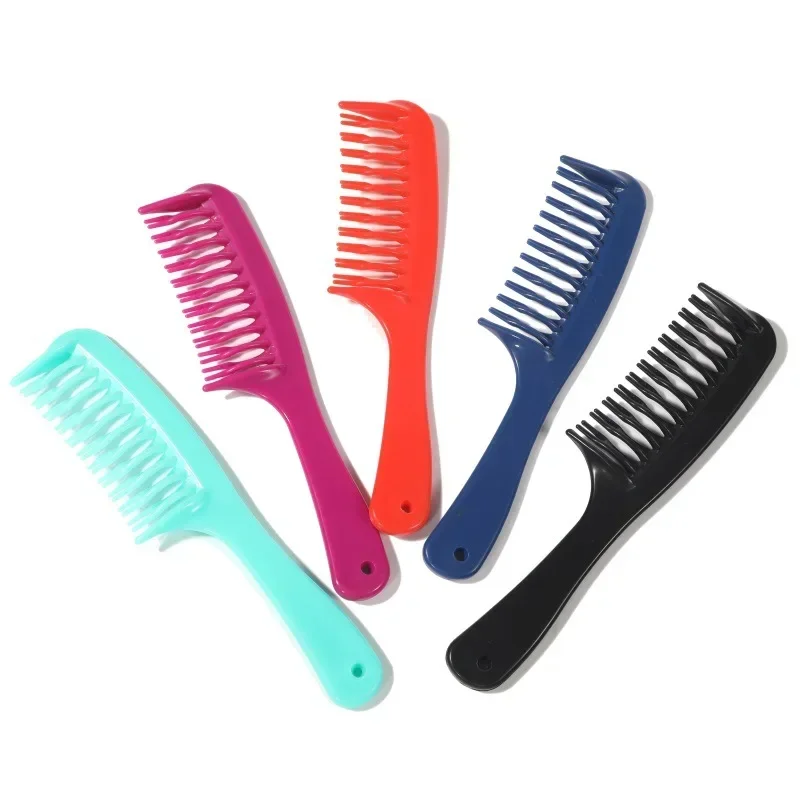 Hair Brush Wide Tooth Comb Black ABS Plastic Heat-resistant Large Haircomb Wet Hook Curly Hair Brushes Hairstying Tool