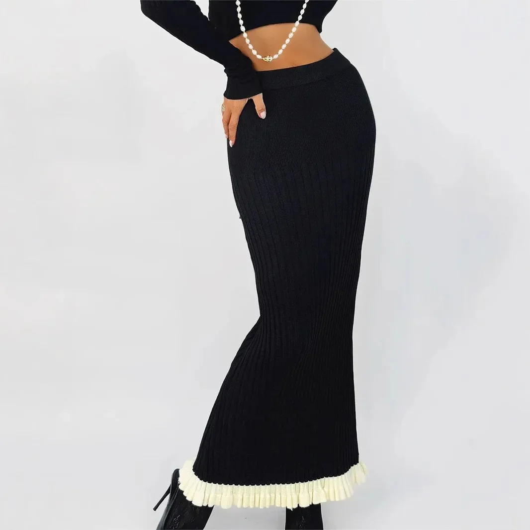 

Women's Pencil Skirt Knit Bodycon Mid Length Slim Fit Stretch Office Elegant Skirt Casual Pull on Skirt for Fall Winter