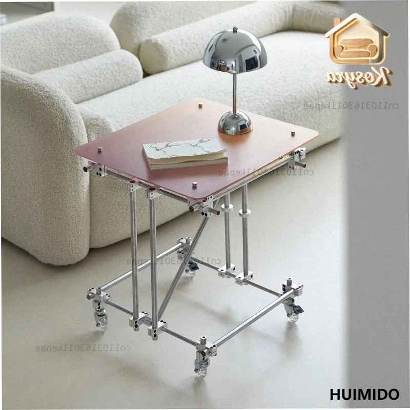 Optical Axis | Maillard Medieval Acrylic Edge Table Movable Coffee Table DIY Assembly Household Cart Gradual Table