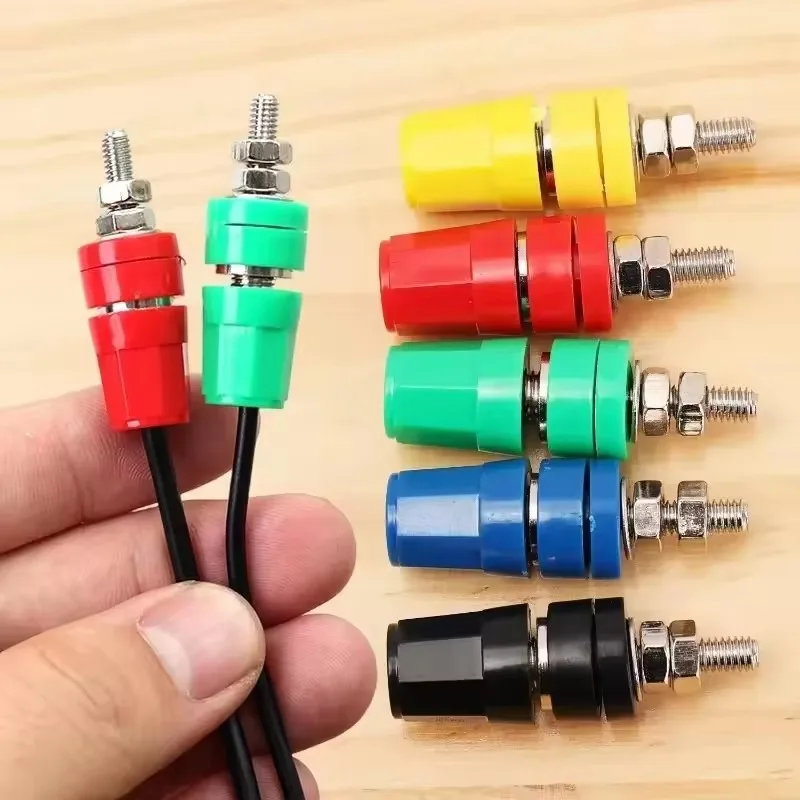 1-6PCS 4mm Female Banana Plug Socket Connector Red Green Yellow Black Blue Panel Opening 6mm Binding Post Amplifier Terminal