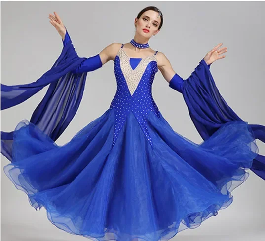 Ladies Red Ballroom Dance Dress Modern for Women Costumes Standard Ballroom Dress Competition Waltz Blue Women Dresses