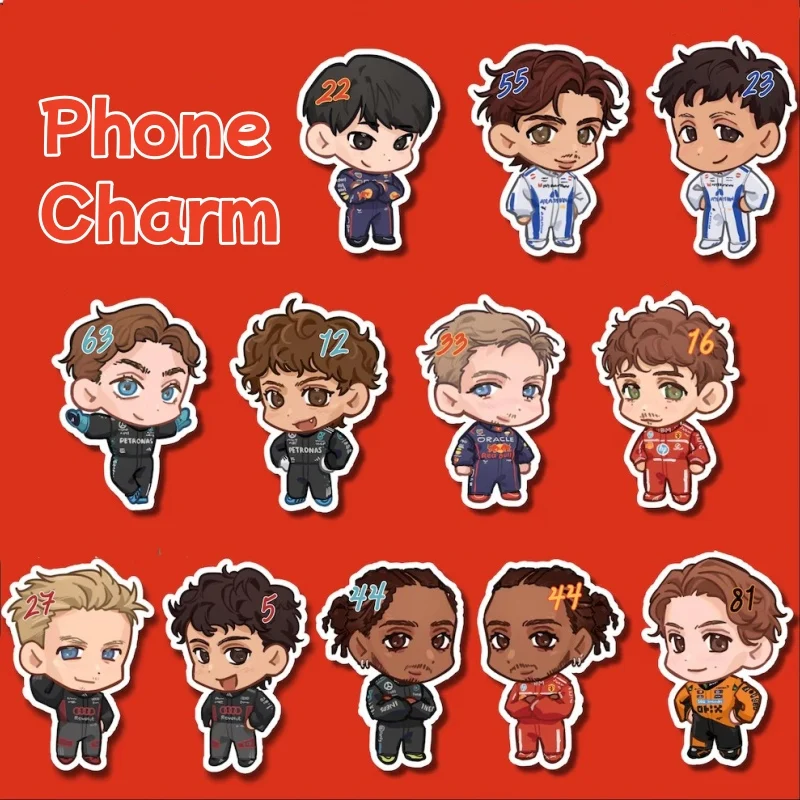 Racing Driver Acrylic Phone Charm Keychain Pendant Cute Motorsport Gift for Fans Phone Strap Dangler