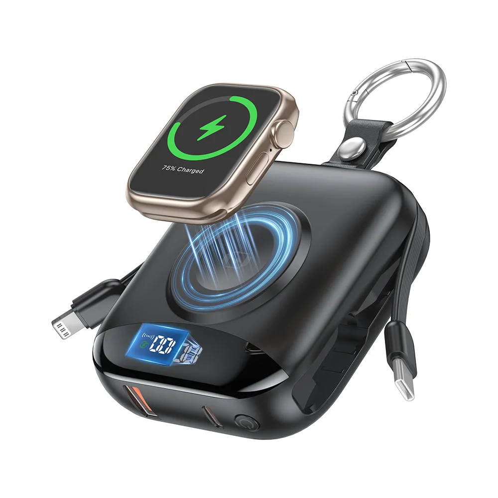 

10000mAh Power Bank with USB C L Cable PD 22.5W Fast Charging for iPhone 17 16 Samsung Magnetic Wireless Charger for Apple Watch