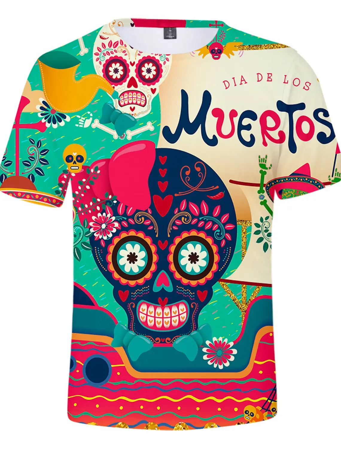 Funny Sugar Skull Mexican T-shirt Anime Cartoon Anime Mexico Independence Day   Day of the Dead T-shirt For Men Women\'s Top tees