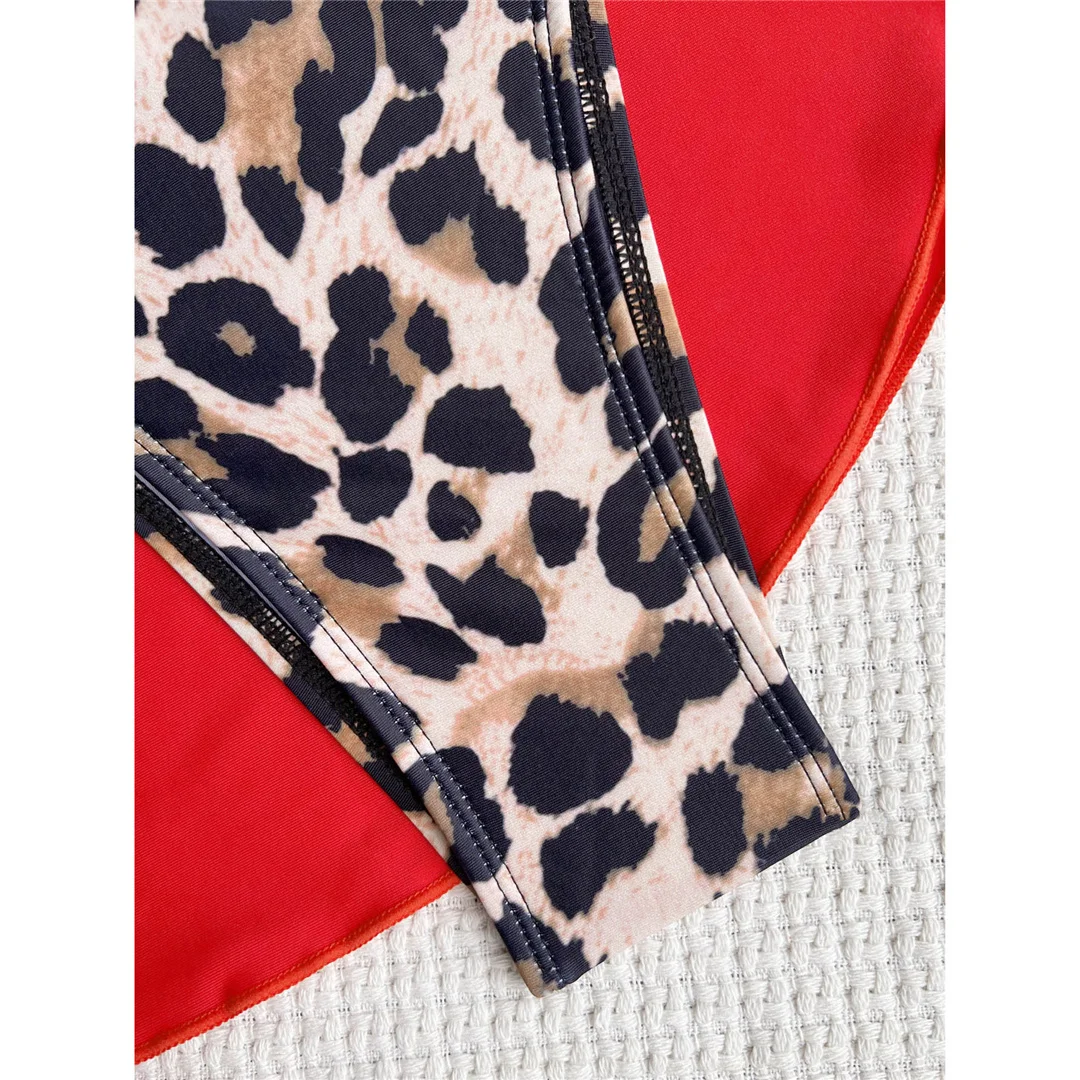 Mit Sarong Leopard Rüschen-Bikini, Damen-Badeanzug, dreiteiliges Bikini-Set, Damen-Badebekleidung, Badeanzug, Badebekleidung, Schwimmbekleidung V3995 – Detail 19