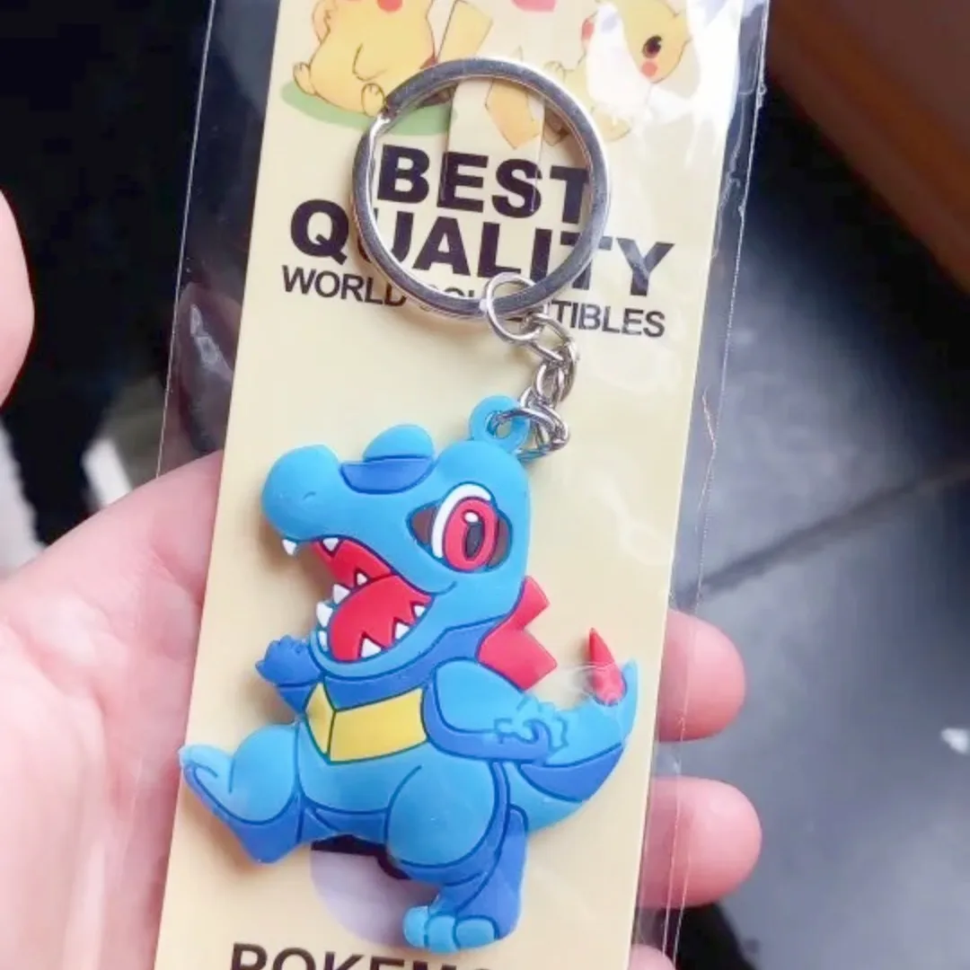 Pokemon Anime Marowak Abra Gengar Ponyta Porygon Alloy Silicone Keychain Accessories Pendant Bag Key Ring Pendant Birthday Gifts