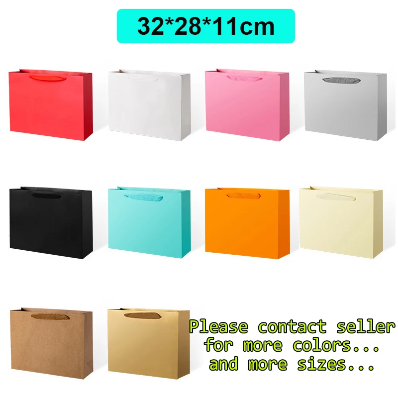 10Pcs Custom Logo Printed Paper Bags Thick Grossy Packing Bag For Small Business Cardboard Paper Shopping Gift Bag With String