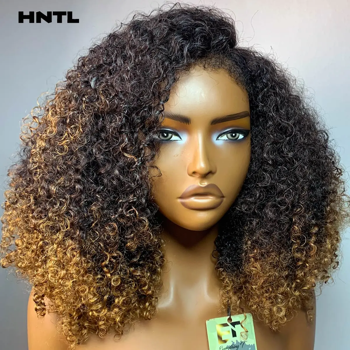 450 Density Wear to Go Kinky Curly Glueless Wig Human Hair Ombre Blonde 13x6 13x4 HD Transparent Lace Frontal Wigs for Woman