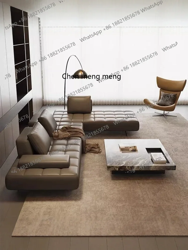 X الحد الأدنى من شقة صغيرة صف مستقيم أريكة جلدية مجموعة وحدة فيلا غرفة المعيشة، نموذج جديد