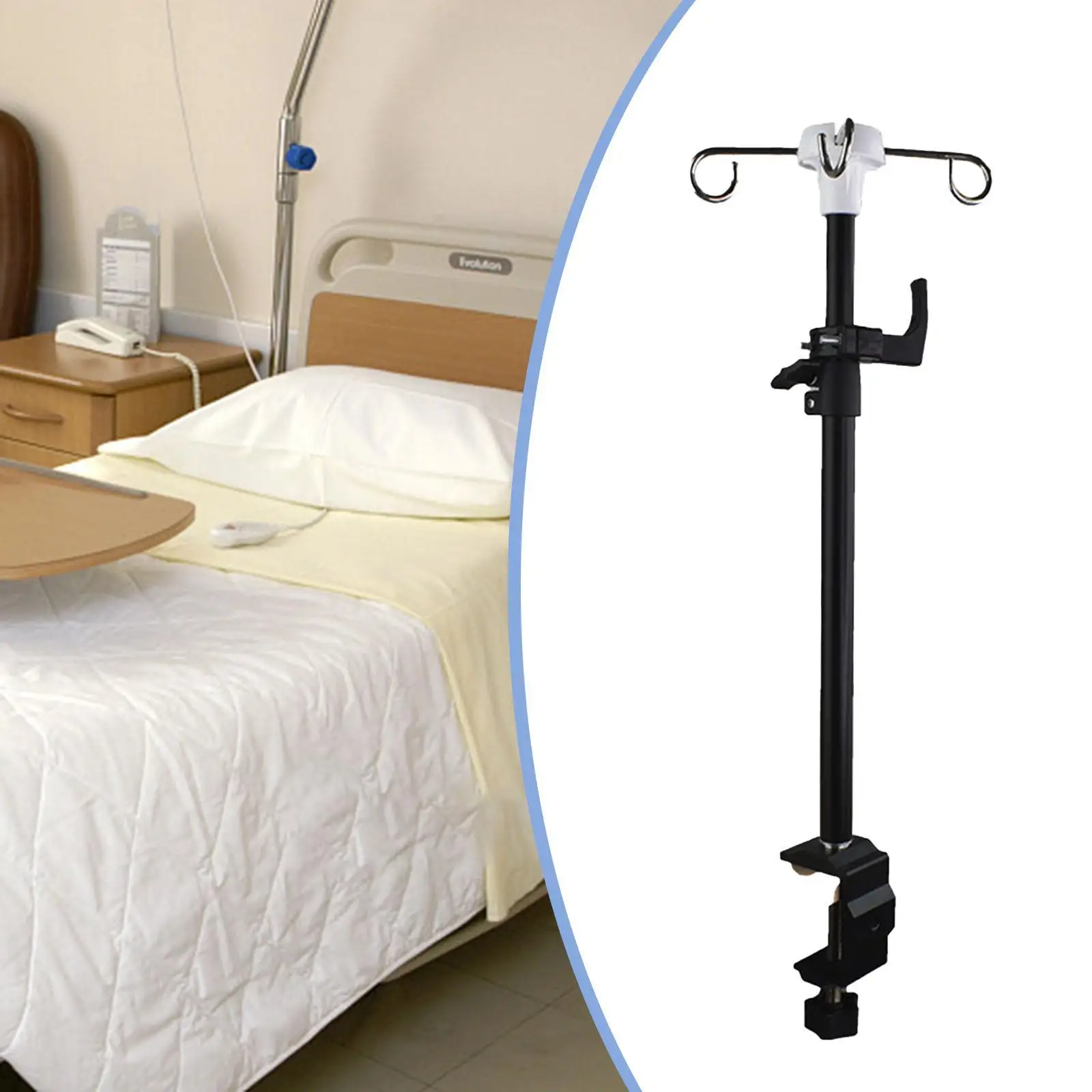 Feeding Tube Holder Outdoor Handsfree IV Pole Table Clamp Drip Bag Stand for Clinics Infusions Household Nursing Bedside