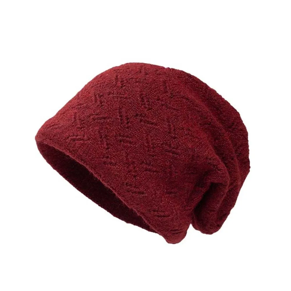 Oversized Cozy Headwear Elastic Slouchy Beanie Hat Soft Thermal Winter Knit Cap Flexible Ribbed Thick Warm Bonnet Women