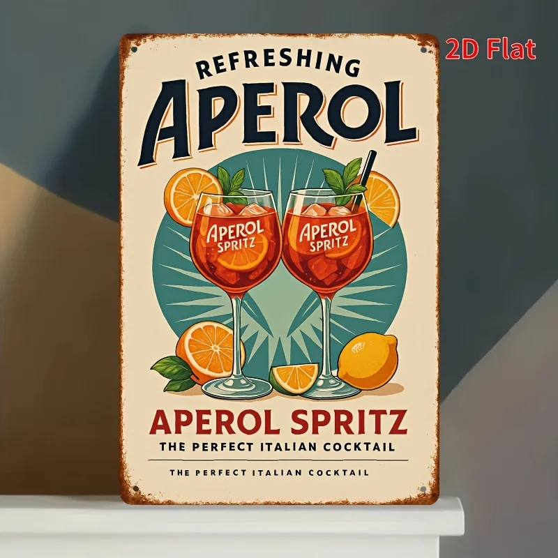Vintage Aperol Spritz Logo Metal Wall Art Sign -   Italian Branding Plaque with Iconic & Design for Home, Bar, Cafe, Restauran