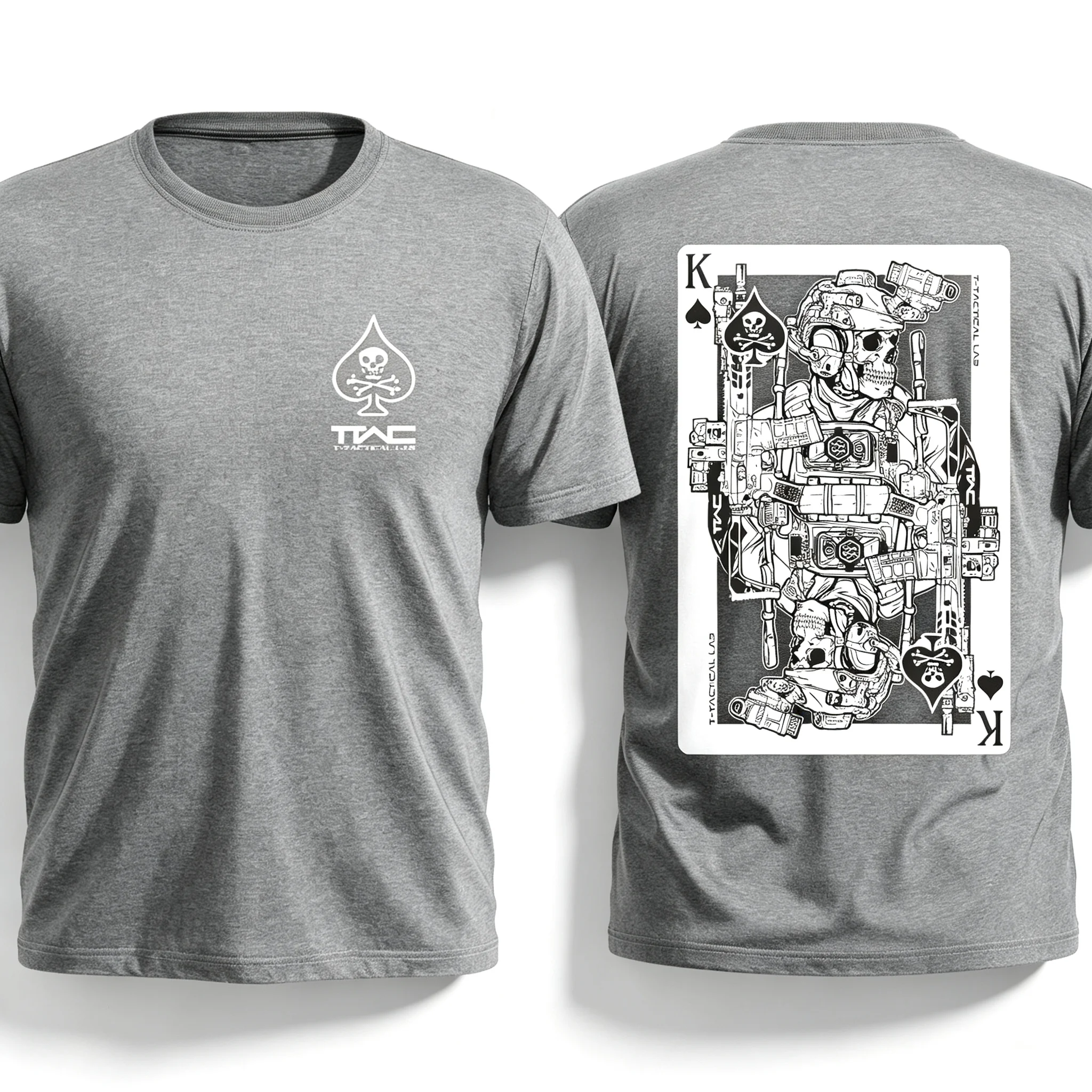 2026 Men King of Spades Skull Graphic T Shirt Front Back Double Print Poker Card Skeleton Oversized Short Sleeve Tee Street Tops