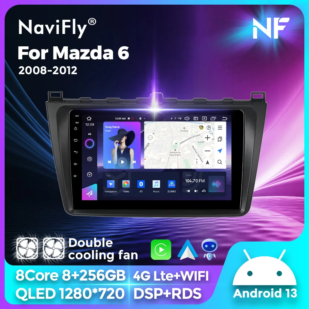 

Navifly 9" Touch Screen Carplay Android Auto Radio For Mazda 6 2 GH 2007-2012 Video Player GPS Intelligent Systems Car Stereo BT